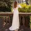 Einfaches Hochzeitskleid Vestido De Noiva Modest Square Neck Long Sleeves Braut Kleider A-Linie Plus Size Hochzeitskleider