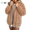 冬のテディコートの女性のフェイクの毛皮のコートテディベアジャケット厚い暖かい偽のフリースジャケットふわふわのジャケットプラスサイズ3xlオーバーコート211018