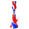 12.5" Vaso de silicona Bong Dab Rig Hookahs con jaula Perc Tubería de agua Plataforma petrolera reciclador burbujeador tubo de vidrio bong de vidrio