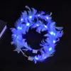 Luminoso LED Guirnalda de plumas Ángel Hada Diadema con destellos Luces de colores Banda para el cabello Boda Fiesta de cumpleaños Club Tocado Luz nocturna Princesa Corona G61BORH