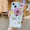 Stilvolle, trocken gepresste Hüllen aus echten Blumen für das iPhone 15 14 13 Pro MAX 12 11 XR XS