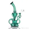 9INCH TORNADO HOOKAH RECYCLER DAB RIGHTS Glass Water Bongs Rökning Rör Heady Pipes Storlek 14mm Joint