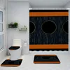 Fashion Printed Waterproof Shower Curtains Non Slip Mats Bathroom Four Piece Set Home Letter Toilet Cover Mats