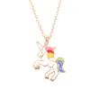 2019 Fashion Unicorn Necklace for Girls Children Kids Enamel Cartoon Horse Jewelry Women Animal Pendant Necklace with Retail Card 30 U2