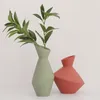 Vases Geometric Ceramic Flower Vase Home Decoration Arrangement Creative Living Room Display Ornament Wedding Decorations