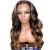 4 27 Ombre Markera Human Hair Wig Brown Honey Blonde Color 13x6 Lace Front Paryk för svart Kvinnor Brazilian Body Wavy Remy Hair
