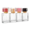 Garrafa de perfume de vidro quadrado de alta qualidade de 50ml frasco de perfume vazio colorido maquiagem atomizador bomba de pulverizador de pulverizador por mar rre10741