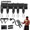 Loogdeel 11pcs / 12pcs Resistance Bands Hem Fitness Utrustning Yoga Gym Träning Pull Rope Muskel Styrka Utbildning Body Building H1026