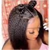 Brazilian Yaki Lace Frontal Wig Pre Plucked With Baby Hair Kinky Straight 250 Density Synthetic Wigs For Black Women s