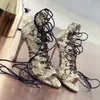 Yaz Kadın Sandalet Gladyatör Yüksek Topuklu Sandalet Ayak Bileği Kayışı Bayan Ayakkabı Peep Toe Yüksek Topuklu Parti Düğün Ayakkabı Kadın