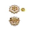 ピン、ブローチファッションジュエリーヴィンテージローズゴールデンブローチピンオーストリアクリスタル模様の真珠の花のためのウェディングアクセサリー