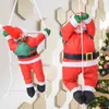 Jul hängsmycke Santa Claus hängande docka stege rep klättring år träd dekoration julgran hängande inredning 211104