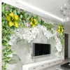 Пользовательские фото обои современные красивые идиллические цветы ротанга 3D настенная росписью гостиной диван телевизор фоновый стена Papel de parede