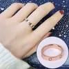 logo luxury ring box women 5mm stainless steel polished rose gold zircon fashion jewelry Valentine's day couple gift for girlfriend Accessories wholesale