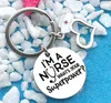 Stainless Steel Party Favor Nurse Keychain I'm A Nurse Stethoscope Keyring Heart-Shaped Pendant Medical Student Gift Jewelry Accessory