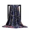 Scarv for Women Fashion Striped Print Silk Satin Chiffon Scarf 90cm Luxury Brand Dign Square Shawls Muslim Hijab Scarfs