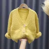 秋の女の子ニットセーター子供服編みベビーカーディガンキッズ服子供のコートファッションソリッドジャケット211201