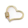 Riversr CZ Micro Pave Screw Clasps White Pink Yellow Gun Black Peach Heart Shape Copper Zircon Pendant Connectors DIY Jewelry Findings Wholesale