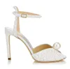 Perfetto Sacora Satin Pearl Sandali Sexy da donna Tacchi alti Cinturino alla caviglia Elegante sera Peep Toe Lady Designer di marca Pompe Party Weddi