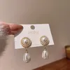 Afshor 2022 Nova Moda Charme Coreano Elegante Brincos De Gota De Pérolas Brancas Para As Mulheres Bohemian Golden Round Wedding Brincos Jóias Presente