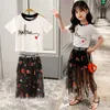 Fashion Summer Kids 2PCS Girl Clothes Sets Teenage 6 8 10 12 14 Years Casual School Clothes Sets Tops Tshirt Tutu Skirt Outfits C5311707