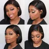 Lace Wigs Side Part Bob Wig Human Hair 180 Density Brazilian Straight Short T For Black Women With Baby