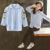 Ragazze School Blouss Blouss Cotton Spring Bambini Abbigliamento Abbigliamento Irregolare a strisce Camicia Girls Vestiti per 12 anni Tee Shirt enfant 210306