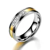 Contraste a cor de ouro anel de diamante dourado Finger Row Cubic Zirconia Rings Mulheres homens j￳ias de moda Will e Sandy