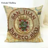 Brasil Francés Alemán Irlanda Italiano Londres Puerto y España Escudo de armas Hecho a mano Vintage Shabby Chic Funda de cojín de madera Fundas254P