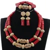 Boucles d'oreilles collier dernier ensemble de bijoux perles de corail nigérian africain mariage blanc pour les femmes mariée CNR802245A