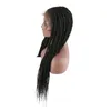 Flätade peruker för svarta kvinnor 30 tums syntetisk spetsfront peruk med baby hårlåda peruk knotless flätor peruk