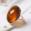 Cluster Rings Natural Baltic Amber Silver Ring Justerbar Mens Women Blood Fashion Jewelry Accessories Gifts Ladies Beeswax246T