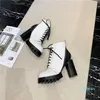 designer stiefel frauen herbst winter boden kurze multicolor steigung farbe schwarz rote schnürsenkel bequem tragen echt leder medaille grob