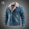 LBL Plus Fluwelen Dikke Denim Jas Mannen 2021 Casual Revers Katoen Jeans Jassen Mannen Bontkraag Warme Winter Heren Jassen Y1122