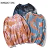 DONGKAIYING Casual Loose Tie Dye Pull Sweats à capuche Hip Hop Hipster Punk Rock Streetwear Sweat à capuche Mode Jumper Tops LJ200826