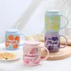 Kupalar Kawaii Çilek Kahve Fincanı Seramik Orijinal Yaratıcı Çay Süt Suyu Bira Suyu Ile Saman Kapak Drinkware Hediye