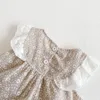 Kläduppsättningar födda babyflickor Kläder set mode Small Daisy Print ärmlös Romper Summer Toddler Spädbarnsbrödbyxor HAT 3 PCS1756896