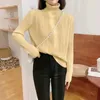 slim fashion Sweater women's fit solid color high collar coat Pullover soft warm pullovers long sleeve