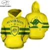 Homens Mulheres Austrália Flag Imprimir Hoodies 3D Funny Country Moletom Moda Moda Com Capuz Manga Longa Unisex Koala Canguru Pullover-4 201020