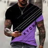 Мужские футболки 3D печать круглые шеи футболки эстетические линии O-образным вырезом дышащая модная улица хип-хоп жизнеспособность молодежь рубашка