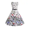 Nieuwe damesjurk mouwloos O-hals print retro-jurk Big Swing pompeuze mini-jurken Hoge kwaliteit kleding voor dames