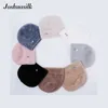 Joshuasilk invierno mujer sombrero suave y delicada decoración moda imitación piel angora conejos para niñas 211119