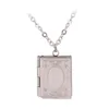 1 pc Mode Sculpté Vintage Livre Médaillon Collier Secret Cachette Photo Médaillon Collier Livre Boîte Photo Médaillon Pendentif Collier G1206