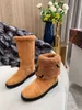 2021 Designer Donna SNOWDROP STIVALI PIATTI STIVALETTO Lady Fashion Snow Boot Impermeabile Inverno Caldo Lana Scarpe da ginnastica in pelle Taglia US 5-11