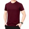 Polos masculinos 2022 Silk Manga Curta T-shirt Verão Camisa de Gelo Jovem e Middle-envelhecida Fina Paizinho