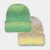 비니 모자 여성을위한 겨울 모자 2021 넥타이 염료 그라디언트 색상 따뜻한 야외 숙 녀 유연한 두꺼운 겨울 모자
