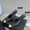 Yaz Moda Demir Kafa Sandalet Kalite Yüksekliği Topuklu Elbise Ayakkabı Hakiki Deri Kadınlar Seksi Bayan Ayakkabı 9 cm Yüksek Topuklu ABD Boyutu 4-