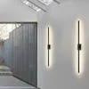 Moderna semplice lampada da parete a LED a tubo lineare su fondo sfondo applique da parete di fronte LED comodino foyer corridoio oro nero LED applique 21229v