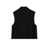 [DEAT] Women Coat Single-breasted Turn-down Collar Solid Color Sleeveless Beaded Personality Vest Spring 13D065 210527