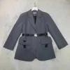 여성 정장 재킷 코트 가을 겨울 디자이너 재킷 패션 매칭 역 삼각형 편지 탑 중간 및 긴 정장 고품질